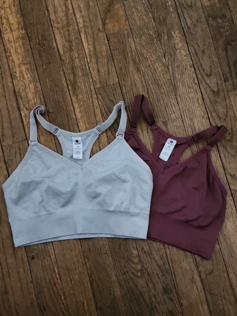 2 Pack Adjustable Racerback Sports Bra  Light Gray + Vintage Maroon 6-8